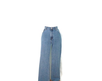 90er Levi's Silver Tab Flare Jeans Vintage Junior 13 Medium Distressed High Waisted Denim 31 Zoll Taille