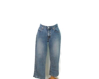 Gap Bootcut Jeans Capri Calças Vintage 2001 GAP Feminino Tamanho 8 Algodão e Spandex Mistura de Cintura Média Azul Jean Capris 31 Polegada Cintura
