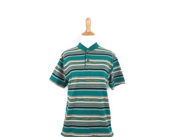 80's Maui and Sons Polo Shirt Vintage Striped Cotton Maui & Sons Spellout Collared Shirt 1980's Skater Skateboard Surfer Surfwear Clothing