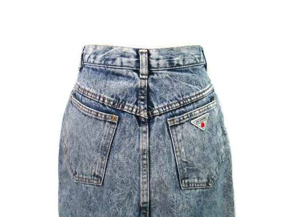 80's Acid Wash Denim Skirt Eye Stoppers Women's S… - image 7