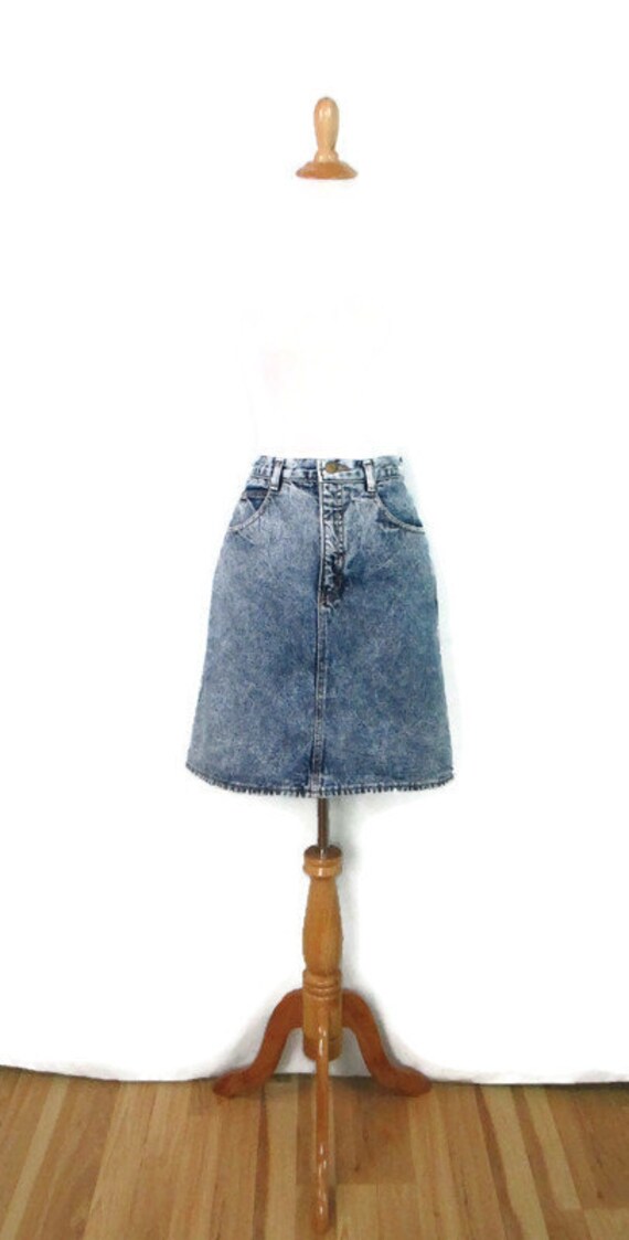 80's Acid Wash Denim Skirt Eye Stoppers Women's S… - image 2