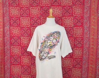 Vintage K-Swiss Shirt Distressed 90's K-SWISS Tennis Shoe Logo Spell Out Graphic Tee 1990's Adult Large Cotton T-Shirt