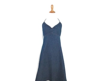 white christmas dresses Women's Already Iconic Halter Denim Mini Dress in Light Blue main image 0