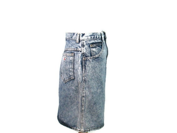 80's Acid Wash Denim Skirt Eye Stoppers Women's S… - image 4