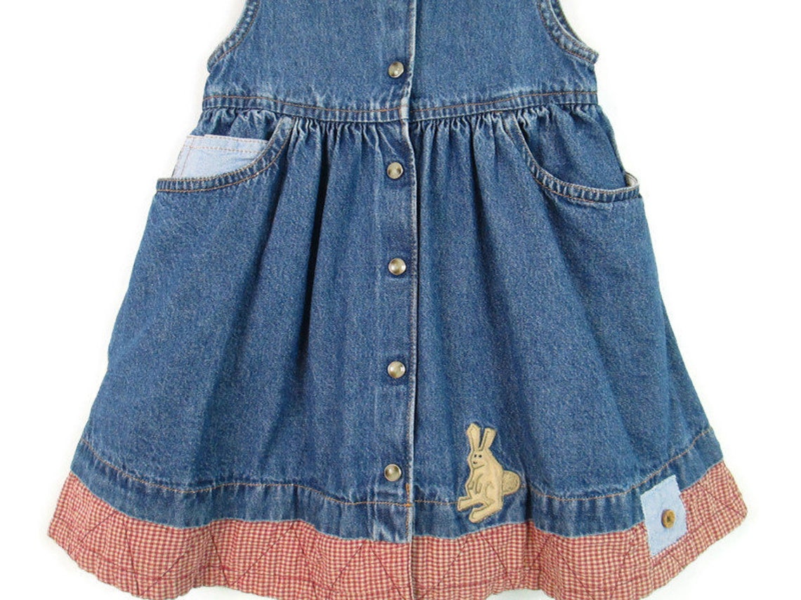 Robe En Jean Baby Gap – Motifs Pois Blancs – Taille 18-24 Mois – Occasion Très Bon état