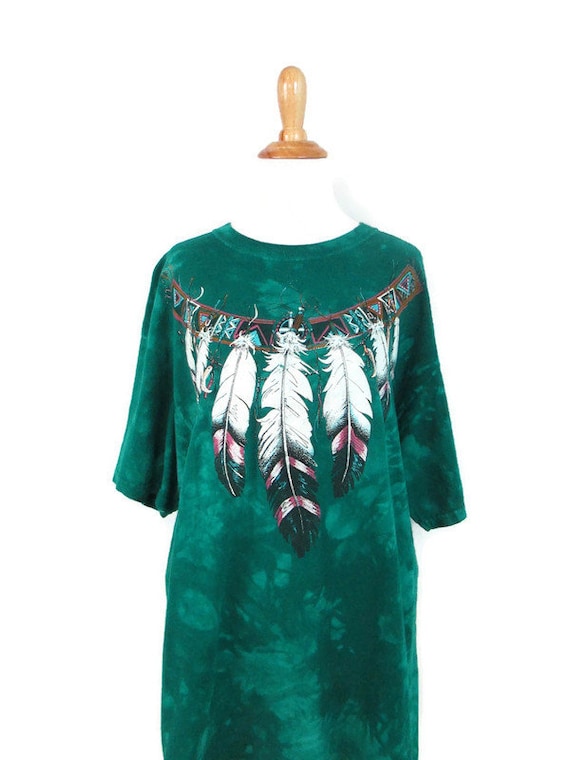 ヴィンテージ 90 年代 ネイティブ アメリカン フェザー T シャツ