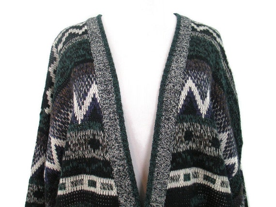 90's Oversized Abstract Striped Cardigan Vintage … - image 3