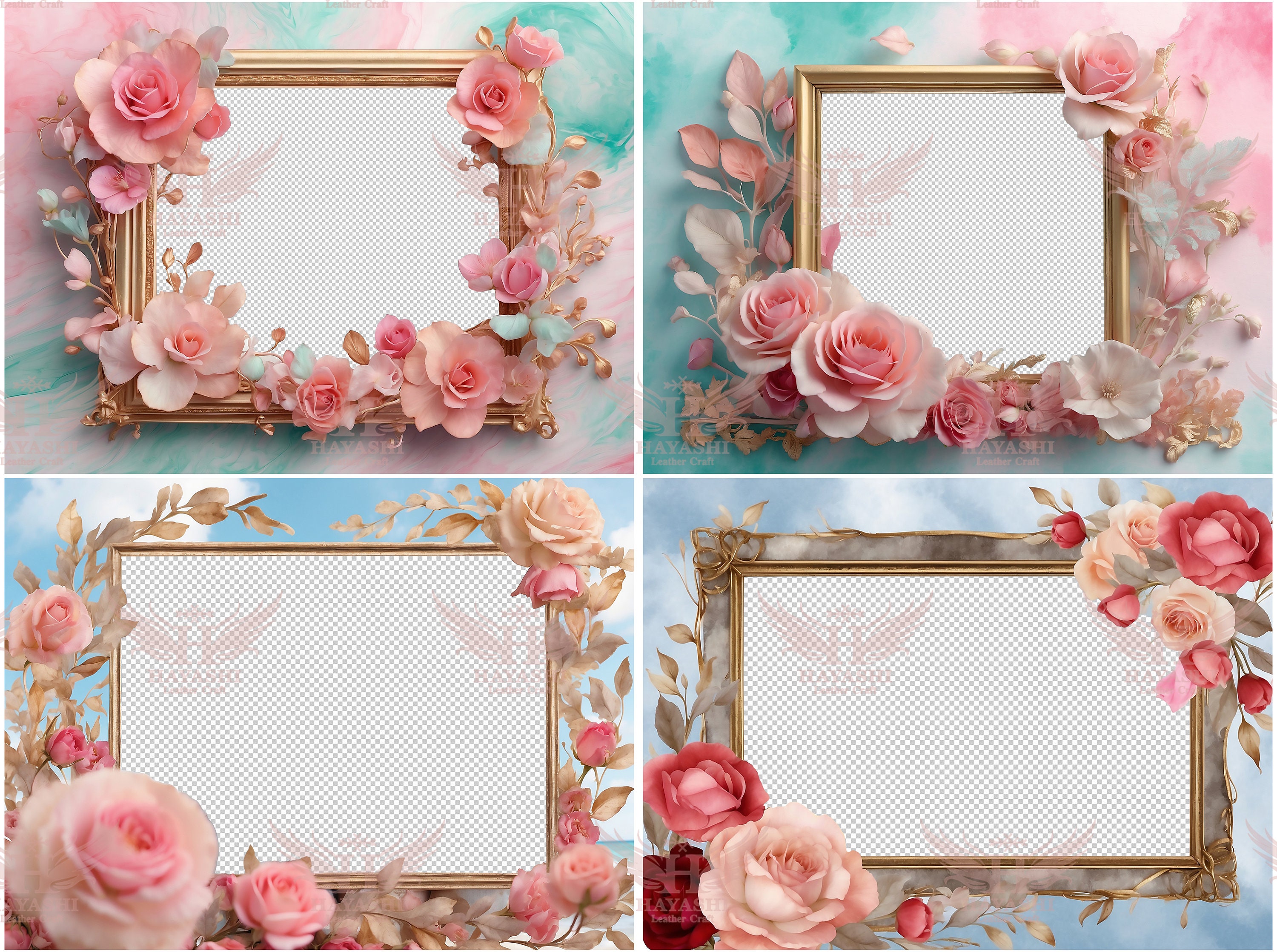 Digital Photo Frame Roses Vol.6 Digital Photo Frames, Dreamy Romantic, PNG File 20, Watercolor ...