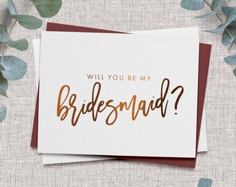Will you be my bridesmaid card - wedding party proposal cards - foil bridesmaid proposal card - ZOE