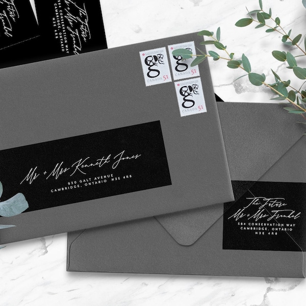 PRINTED address labels - personalized wraparound wedding guest address stickers - labels with return addresses - SHAY