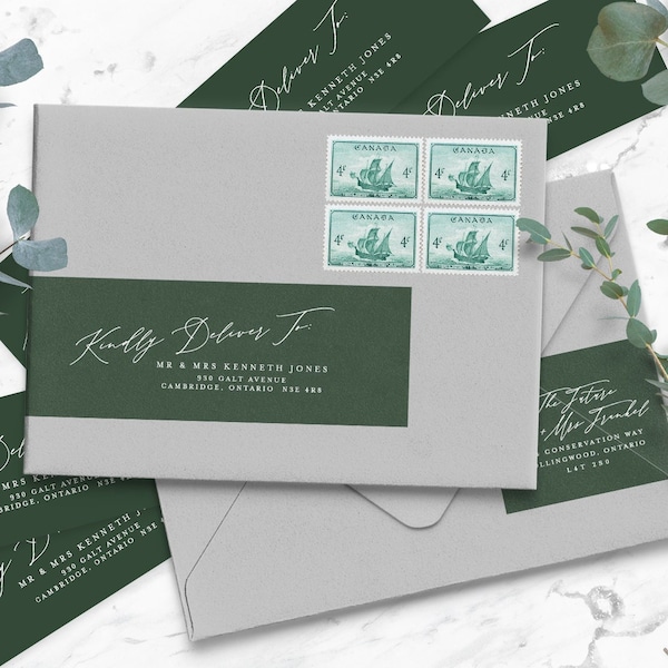 PRINTED address labels - personalized wraparound wedding guest address stickers - labels with return addresses - KAI