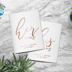 Juego de 2 libros de votos matrimoniales - Libro de votos personalizado para él y para ella - Recuerdo de boda - BELLA