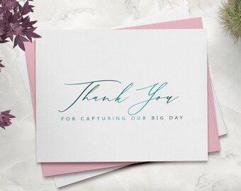 Thank you for capturing our big day wedding card - wedding vendor thank you card - foil photographer and videographer card - TRACY