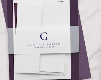 Personalized monogram vellum belly band for weddings  - translucent vellum wedding invitation wrap - AMELIA