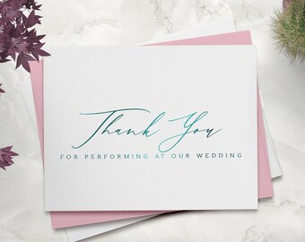 Thank you for performing at our wedding card - wedding vendor thank you card - foil wedding band and DJ thank you card - TRACY