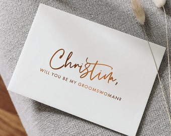 Custom groomswoman proposal card - foil wedding attendant proposal cards - will you be my groomswoman card - CHRISTINA