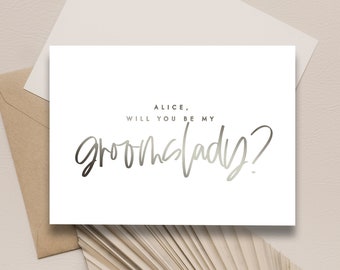 Will you be my groomslady card - personalized wedding party proposal cards - foil groomslady proposal card - HUNTER