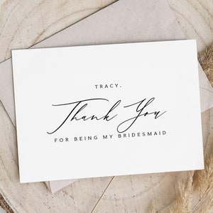 Merci d'avoir été ma carte de demoiselle d'honneur - cartes de remerciement de fête de mariage - carte de remerciement de demoiselle d'honneur en aluminium - TRACY