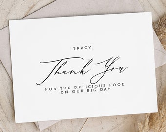 Thank you for the delicious food on our big day card - wedding vendor thank you card - foil caterer thank you card - TRACY