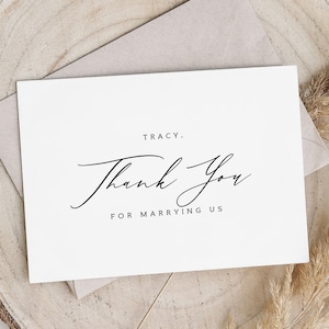 Merci de nous avoir épousés carte de mariage - carte de remerciement du vendeur de mariage - carte de remerciement de célébrant en aluminium - TRACY