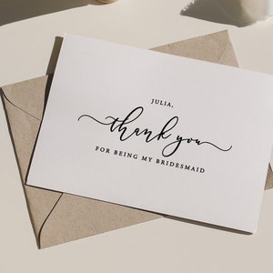 Merci d'avoir été ma carte de demoiselle d'honneur - cartes de remerciement de fête de mariage - carte de remerciement de demoiselle d'honneur en aluminium - JULIA