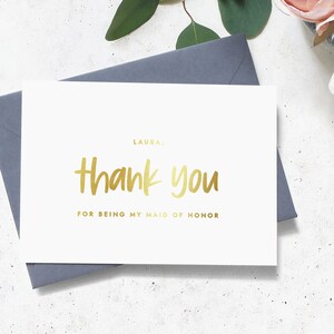 Carte Merci d'être ma demoiselle d'honneur - cartes de remerciement personnalisées pour fête de mariage - carte de remerciement de demoiselle d'honneur en aluminium - LAURA