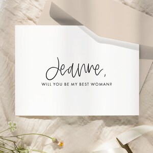 Personalized wedding party attendant card - foil best woman proposal cards - will you be my best woman card - PENELOPE