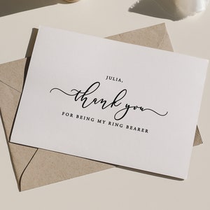 Merci d'être ma carte de remerciement pour un porteur d'alliance - Cartes de remerciement pour fête de mariage - Carte de remerciement en aluminium pour porteur d'alliances - JULIA