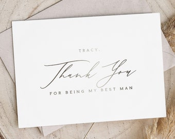 Thank you for being my best man card - wedding party thank you cards - foil best man thanks card - TRACY