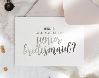 Will you be my junior bridesmaid card - wedding party proposal cards - foil junior bridesmaid proposal card - POPPY