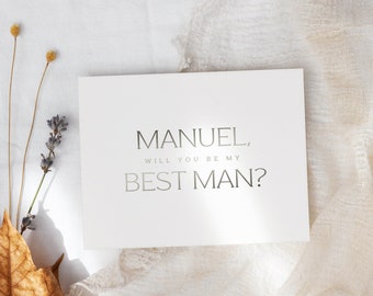 Will you be my best man card - wedding party proposal cards - foil best man proposal card - KRISTA