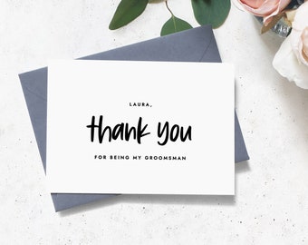 Thank you for being my groomsman card - wedding party thank you cards - foil groomsman thanks card - LAURA