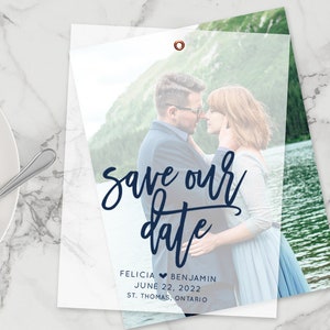 Cartes de réservation de mariage personnalisées - Réservez la date de mariage personnalisée avec photo - Carte de superposition vélin personnalisée - FELICIA