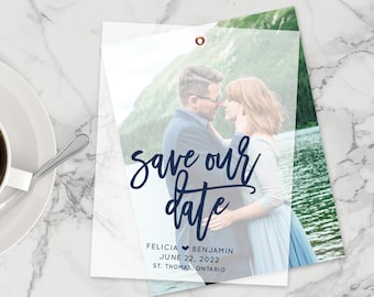 Wedding save the date cards - personalized wedding save the date with photo - custom vellum overlay card - FELICIA