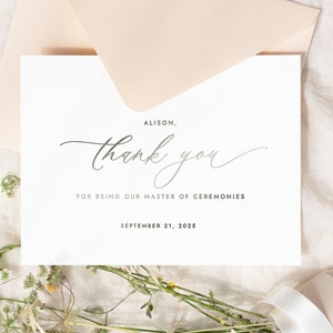 Danke, dass Sie unser MC sind - elegante Folien-Notizkarte - danke, dass Sie unsere Zeremonienmeisterin sind - ALISON