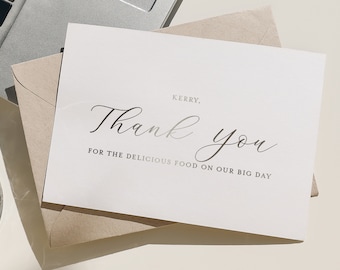 Thank you for the delicious food on our big day card - wedding vendor thank you card - foil caterer thank you card - KERRY