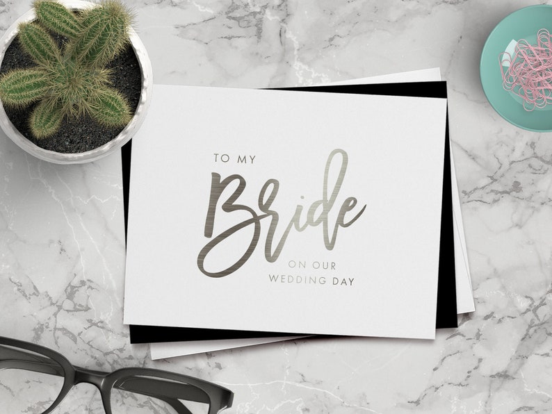 on-the-day wedding cards ZOE-BR foil bride card To my bride on our wedding day card