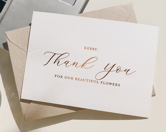 Thank you for our beautiful flowers wedding card - wedding vendor thank you card - foil florist thank you card - KERRY