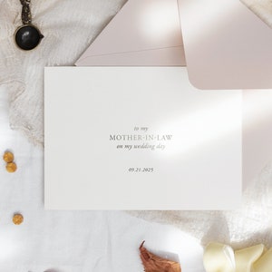 À ma belle-mère le jour de mon mariage - souvenir de mariage minimaliste - carte métallique faite main - SIENNA