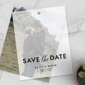 Retenez la date - réservez notre date de mariage personnalisée avec photo - carte personnalisée en superposition de vélin - KYLIE