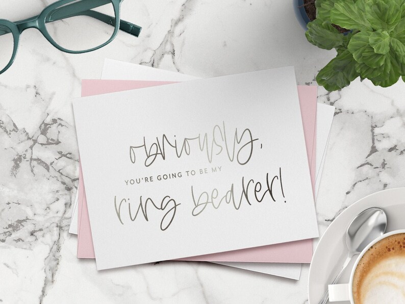 foil ring bearer proposal card KELSEY wedding party proposal cards Obviously you/'re going to be my ring bearer card