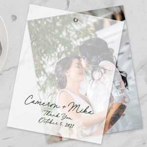 Cartes de remerciement avec photo de mariage - Carte de remerciement de mariage personnalisée - Carte photo personnalisée avec superposition de vélin - CAMERON