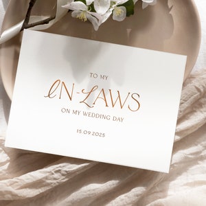 To my in laws on my wedding day - personalized wedding keepsake - handmade foil card – CHANTELLE