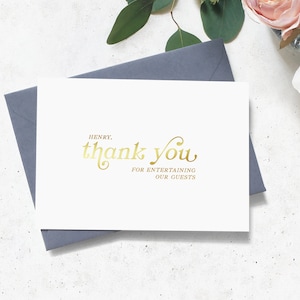 Merci d'avoir diverti nos invités - carte de remerciement personnalisée pour vendeur de mariage - carte brillante en aluminium - CORA