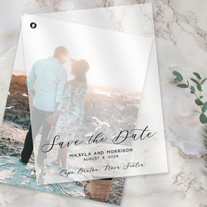 Cartes de réservation de mariage personnalisées - Réservez la date de mariage personnalisée avec photo - Carte de superposition vélin personnalisée - MIKAYLA