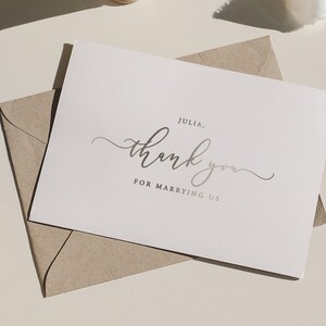Carte de remerciement pour votre mariage - Carte de remerciement pour le vendeur de mariages - Carte de remerciement pour célébrant en aluminium - JULIA