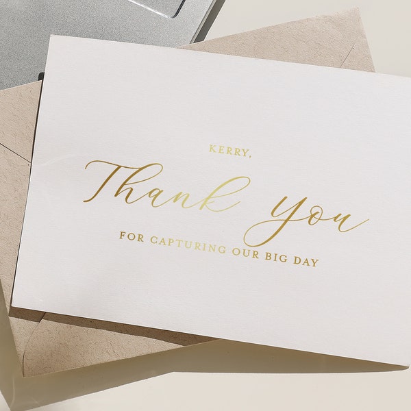 Thank you for capturing our big day wedding card - wedding vendor thank you card - foil photographer and videographer card - KERRY