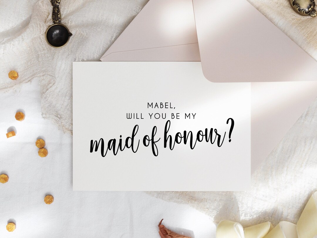 Will You Be My Maid of Honour Card Wedding Party Proposal Cards