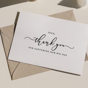 Merci d'avoir photographié notre carte de mariage - carte de remerciement du vendeur de produits de mariage - carte pour photographe et vidéaste - JULIA