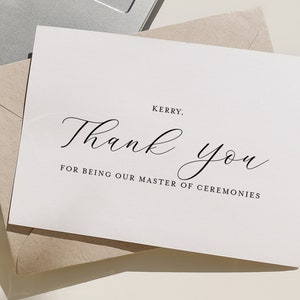 Danke, dass Sie unsere Zeremonienmeister Karte sind - personalisierte Hochzeit Dankeskarten - Folie MC Danksagungskarte - KERRY